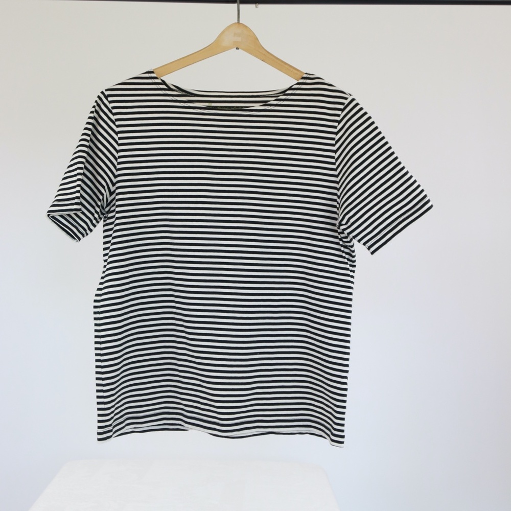 Gudrun Sjoden - Black & White Striped Cotton T Shirt - Size M